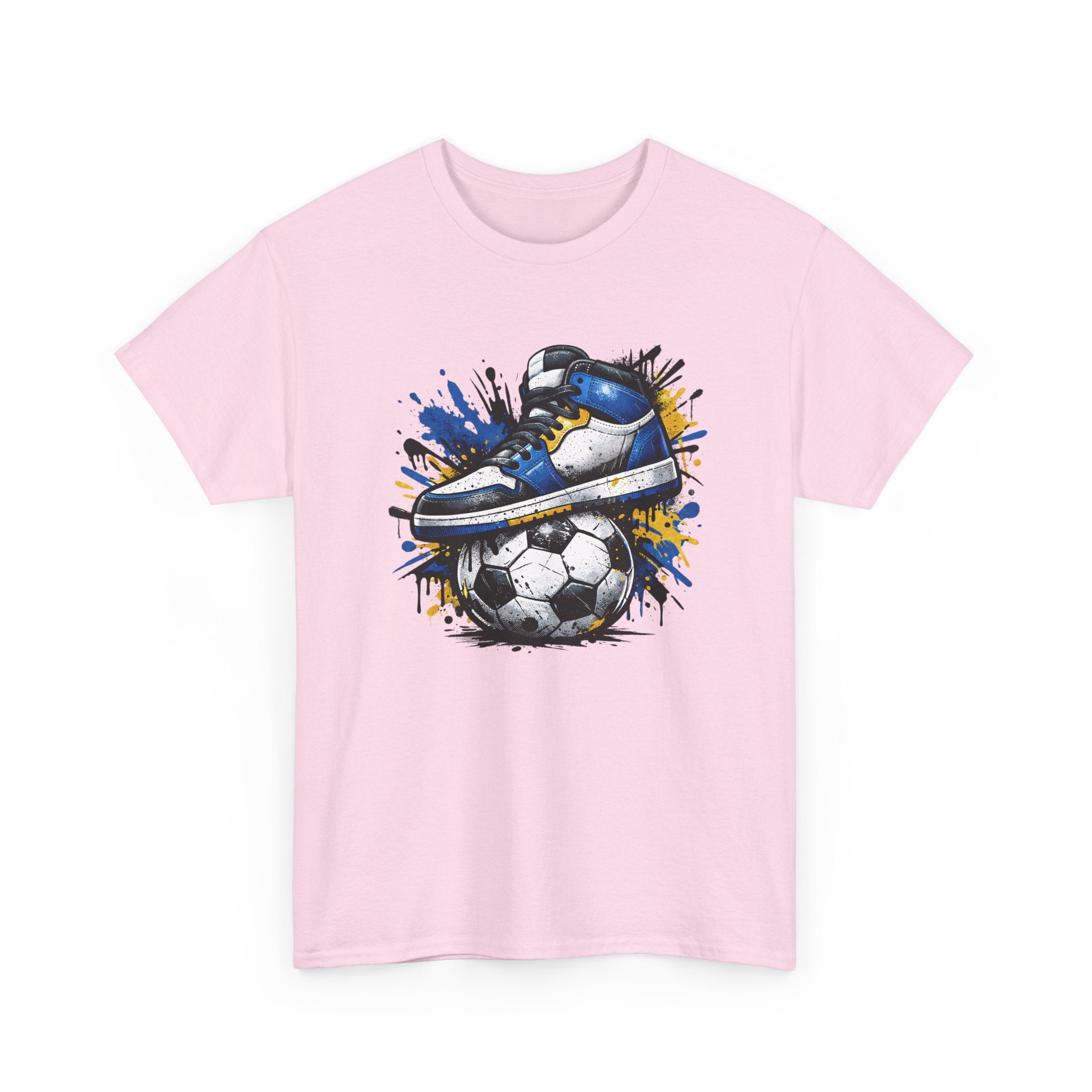 Soccer Cleat Splash T‑Shirt – Blue Sneaker on Ball Graphic Tee