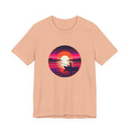 Sunset Fishing T‑Shirt — Retro Ocean Silhouette Tee Woman Fishing