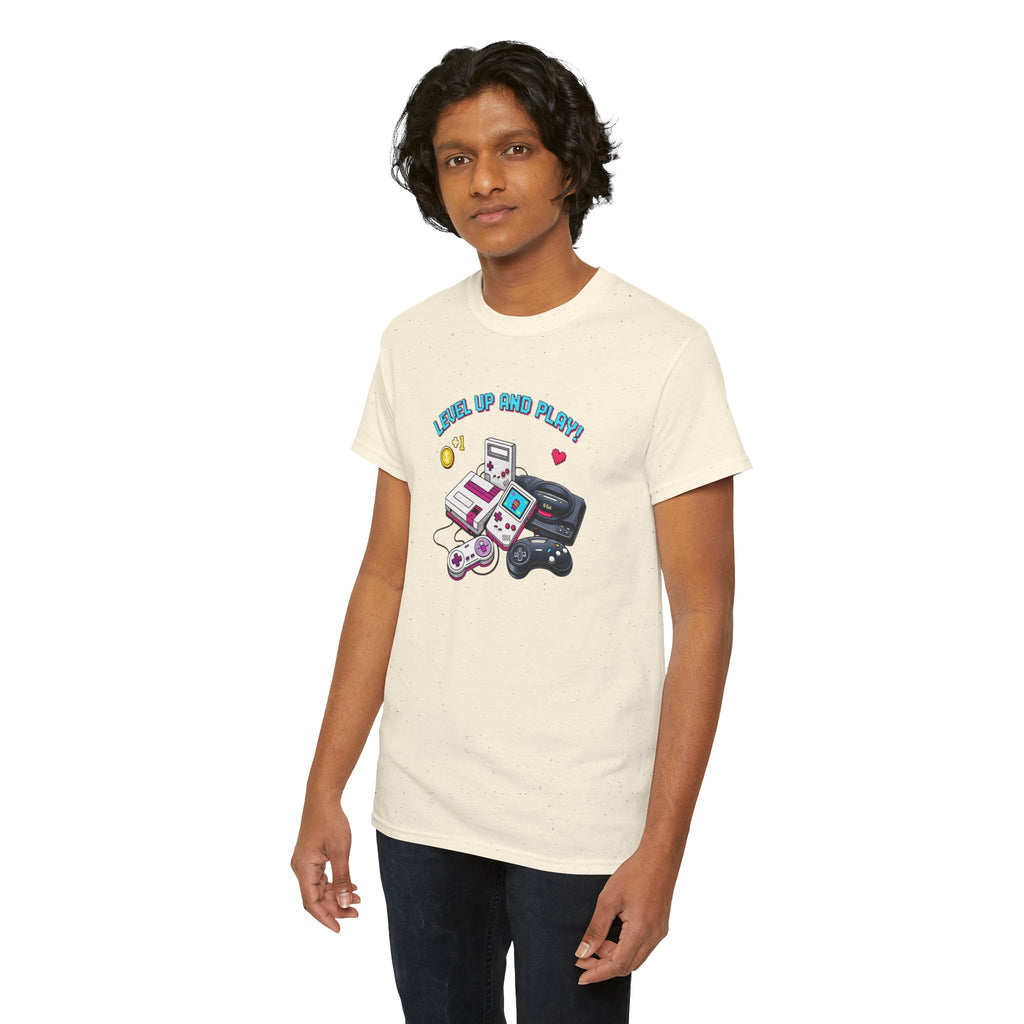 Level Up Retro Gaming T‑Shirt — Vintage Game Console Graphic Tee