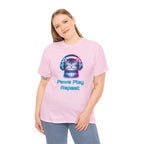 Cat Headphones T-Shirt - "Paws Play Repeat" Cute Music Cat Tee