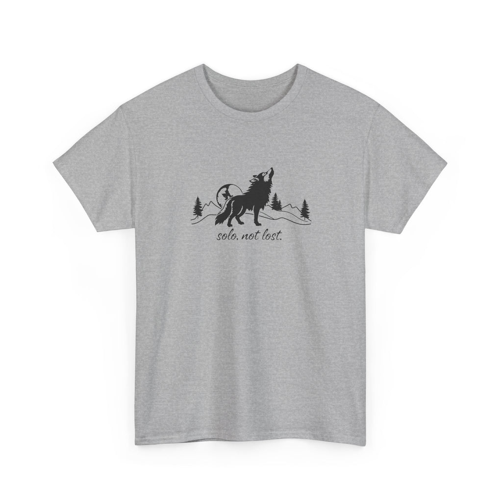 Howling Wolf T-Shirt — 'Solo, Not Lost' Mountain Graphic Tee