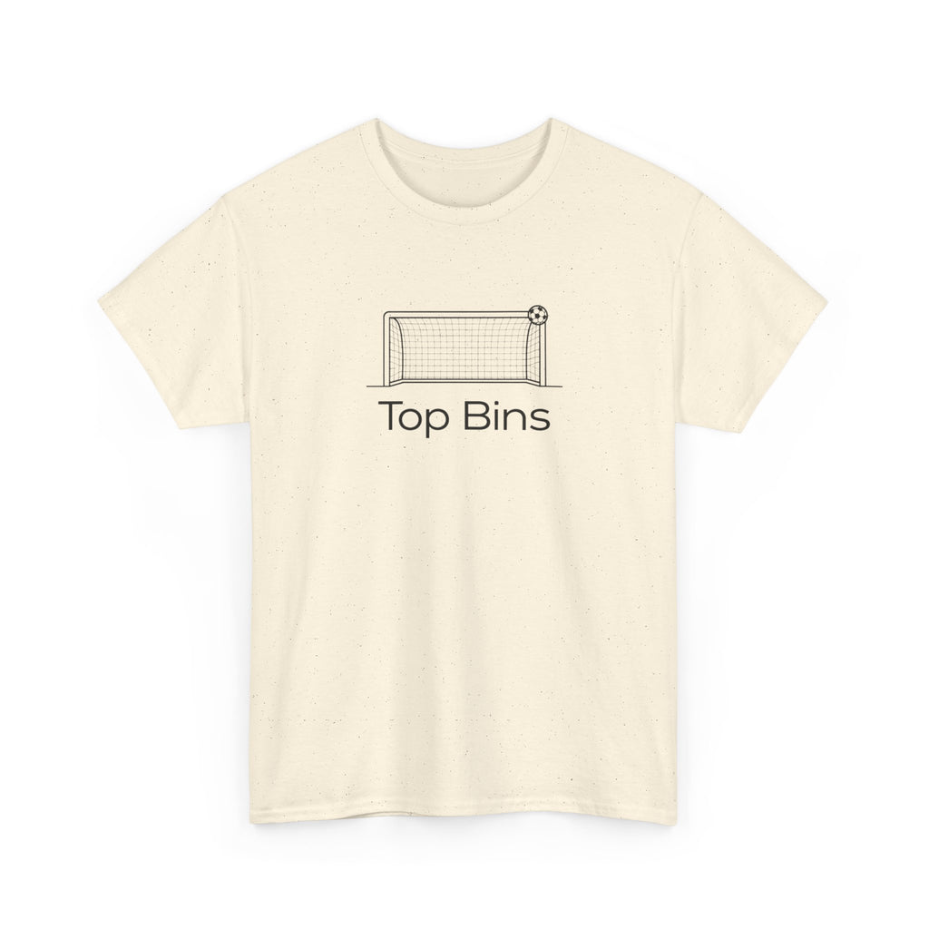 Top Bins T-Shirt – Minimal Soccer Goal Graphic Tee
