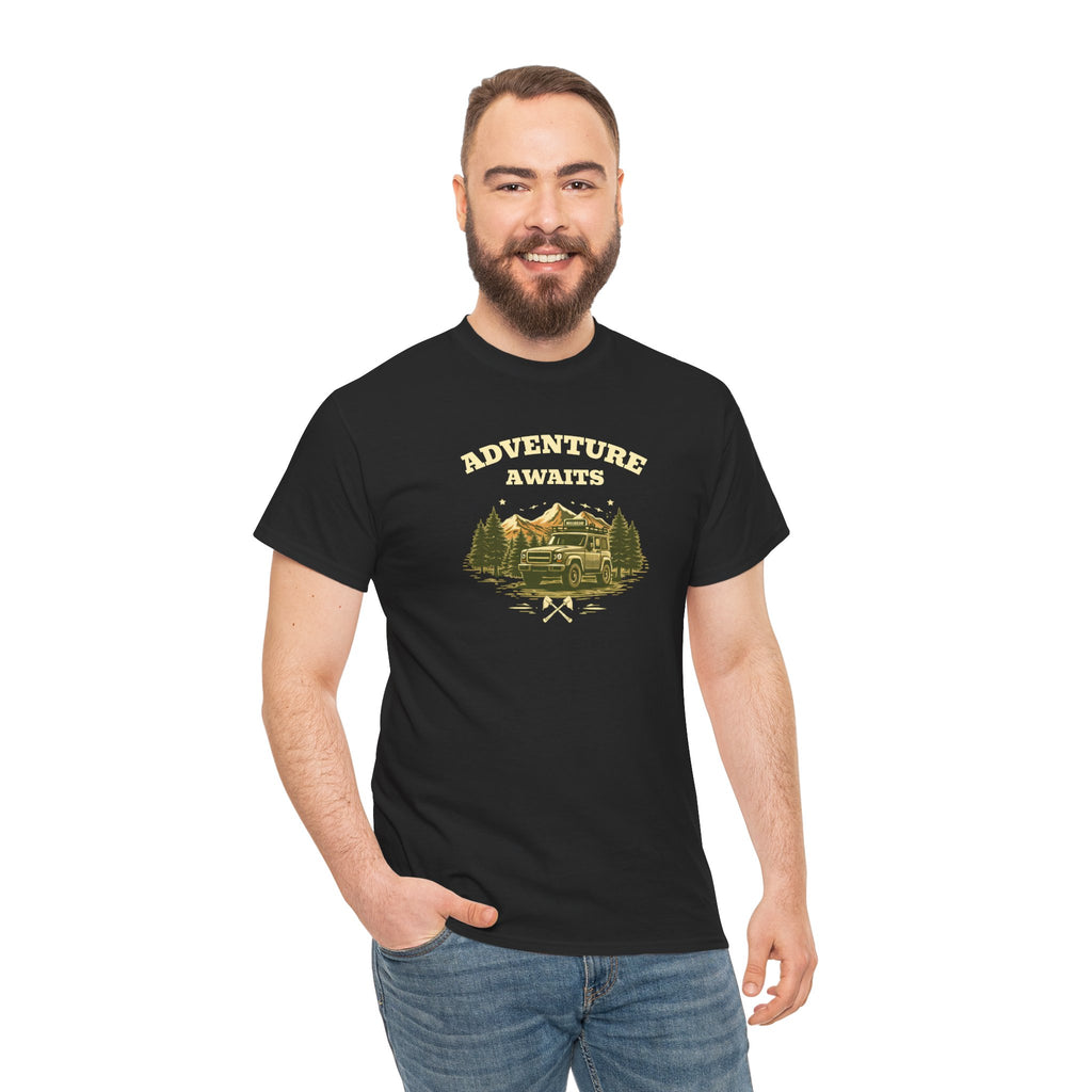 Adventure Awaits T‑Shirt — Vintage Camper Outdoor Graphic Tee