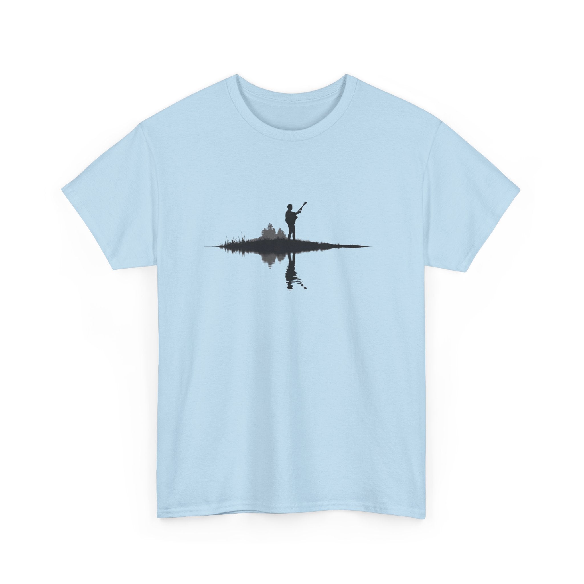 Guitarist Silhouette T-Shirt — Water Reflection Musician Tee