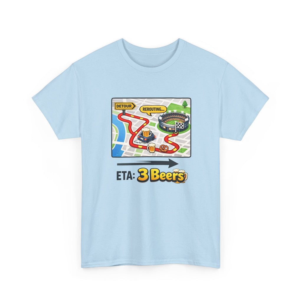 Beer Sports Trip T-Shirt — "ETA: 3 Beers" Funny Game Day Tee
