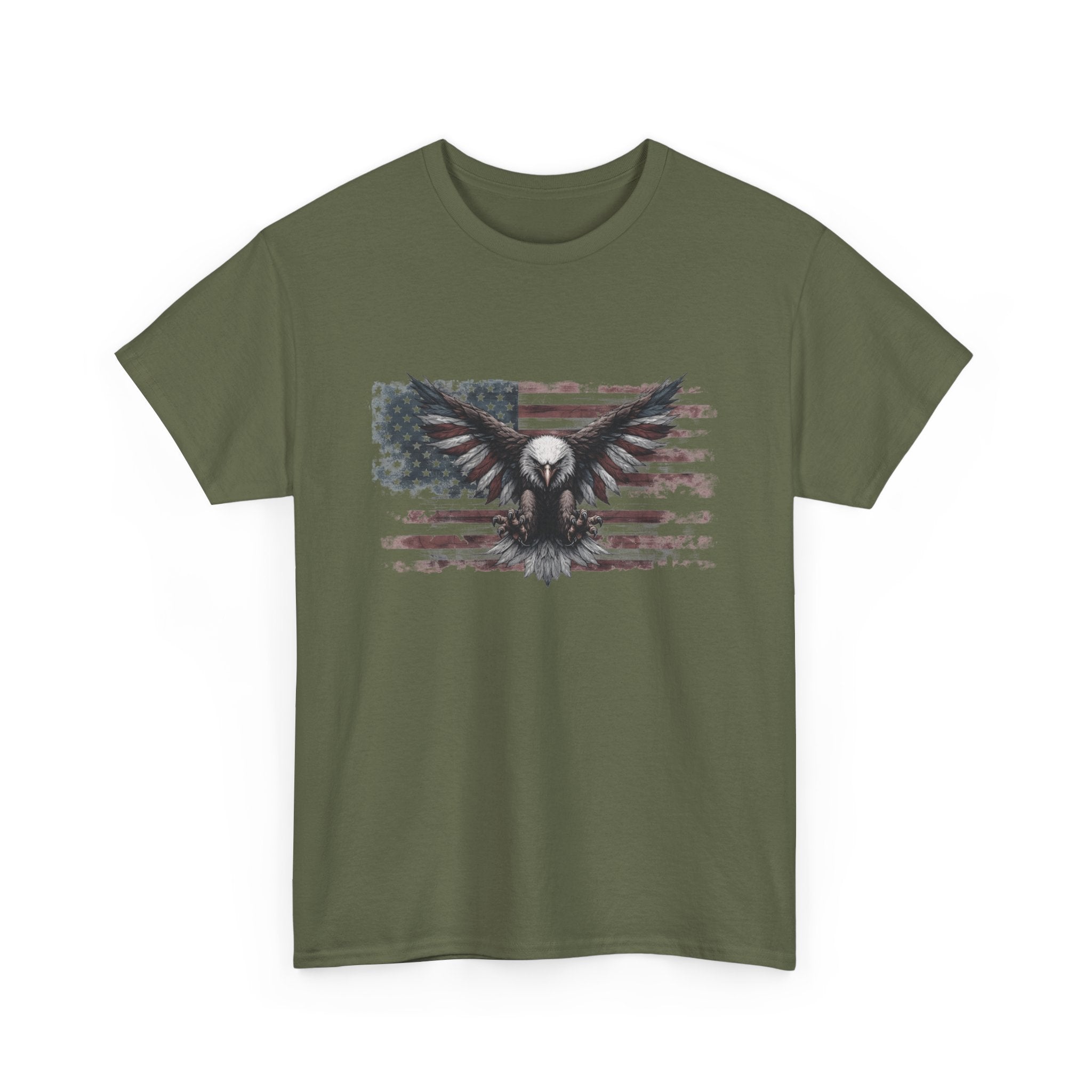 Patriotic Eagle T-Shirt — Distressed American Flag Graphic