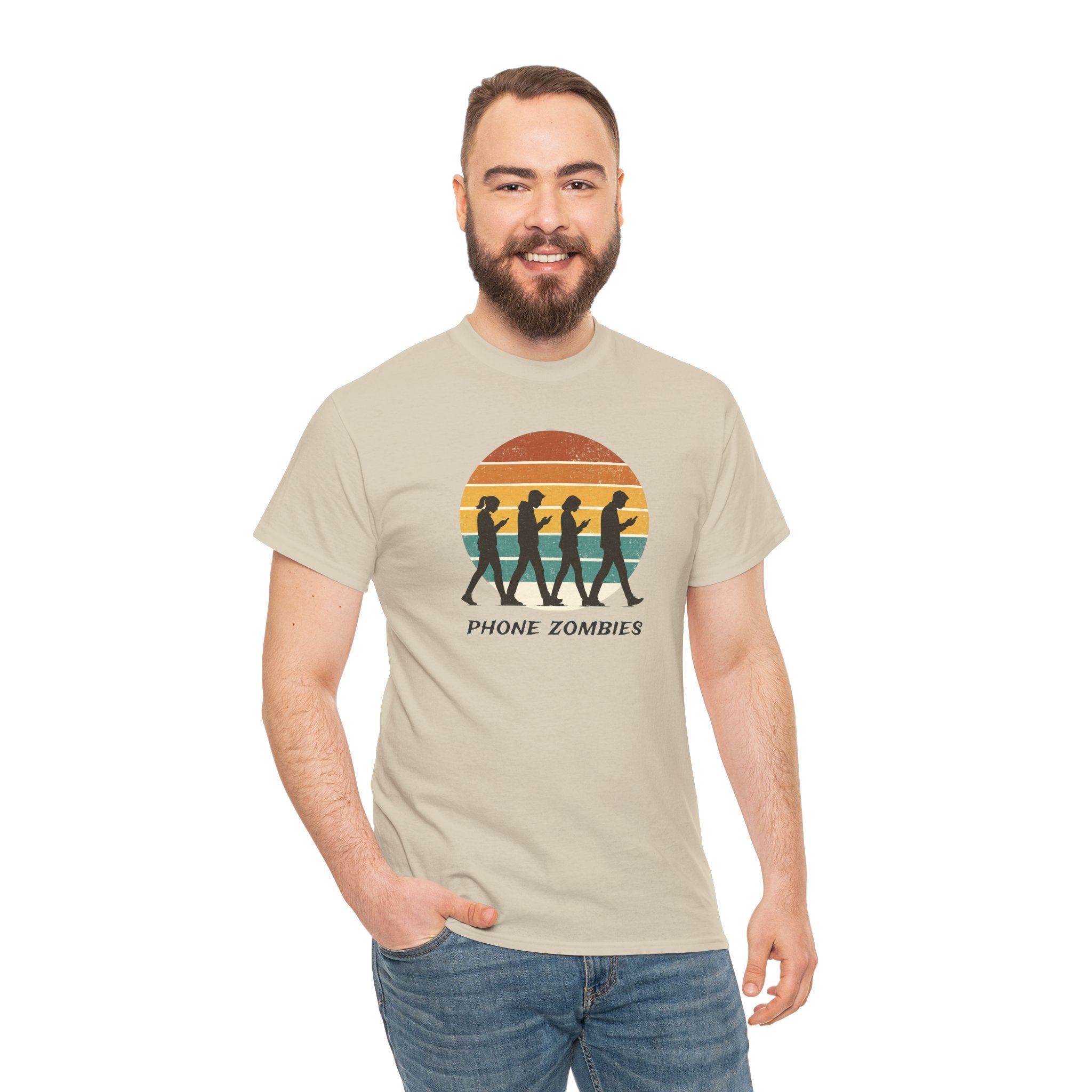 Retro Walking Silhouette T‑Shirt - Smartphone Zombies