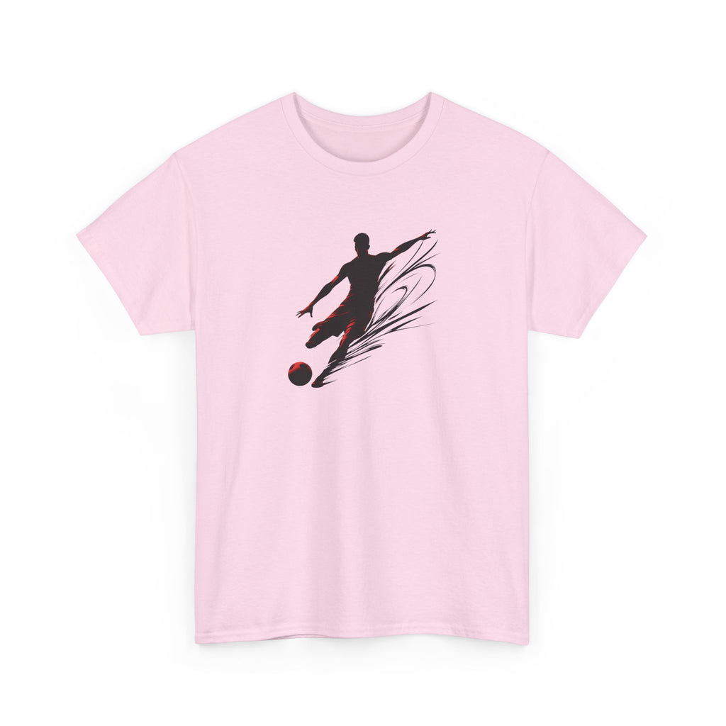 Soccer Player Silhouette Tee — Dynamic Kick Football T-Shirt