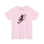Soccer Player Silhouette Tee — Dynamic Kick Football T-Shirt