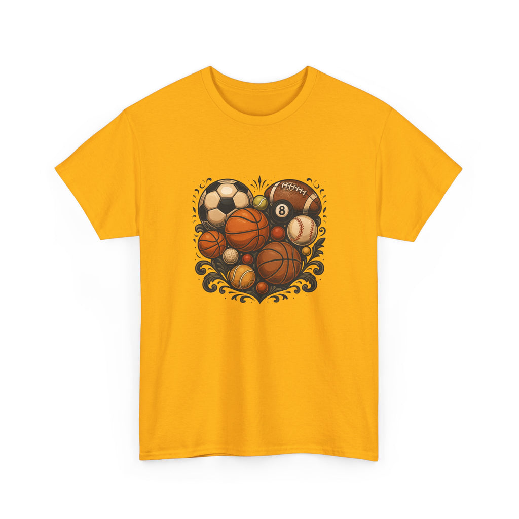 Sports Heart Graphic Tee — Basketball, Soccer & Baseball Love Shirt
