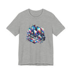 Retro Glitch City T-Shirt — Neon Vaporwave Pixel Tech Devices Tee