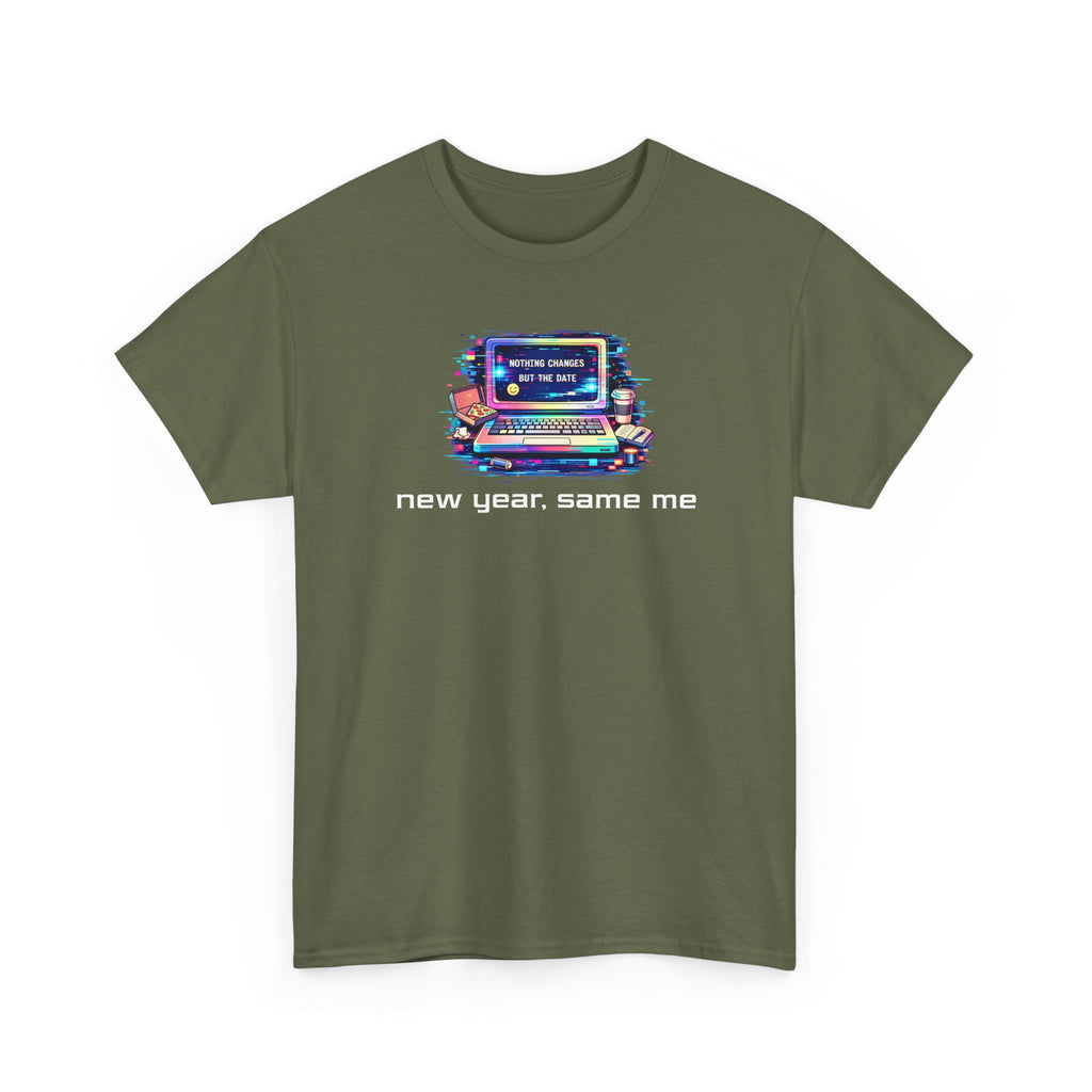 New Year Same Me T‑Shirt — Retro Computer Graphic Tee