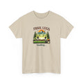 Beige t-shirt with 'Trail Legs loading' graphic design on a white background