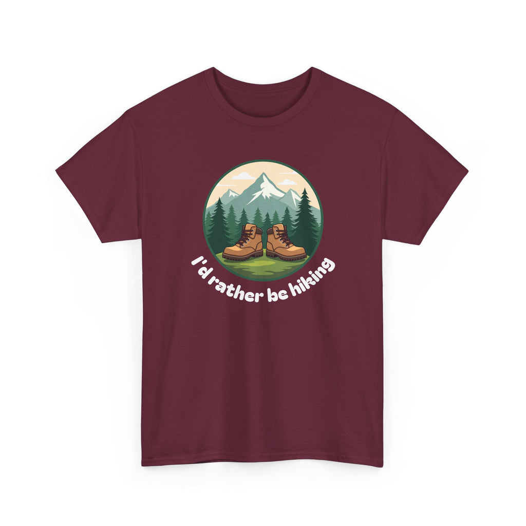 Hiking T-Shirt — 'I'd Rather Be Hiking' Mountain & Camping Graphic Tee