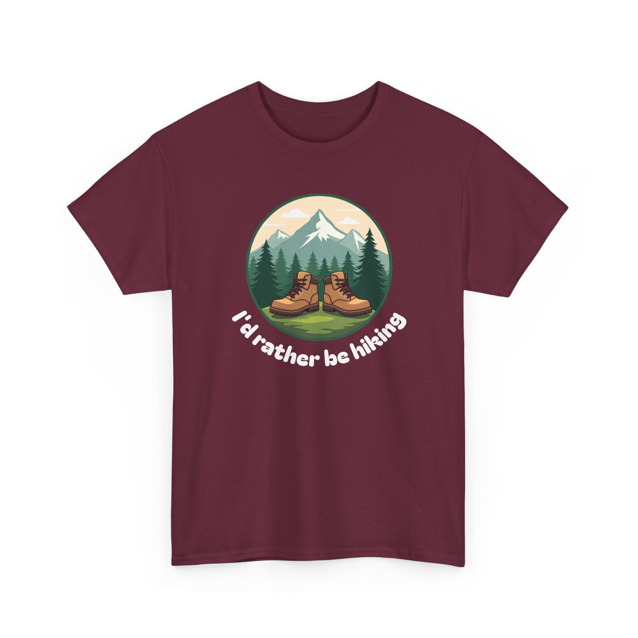 Hiking T-Shirt — 'I'd Rather Be Hiking' Mountain & Camping Graphic Tee