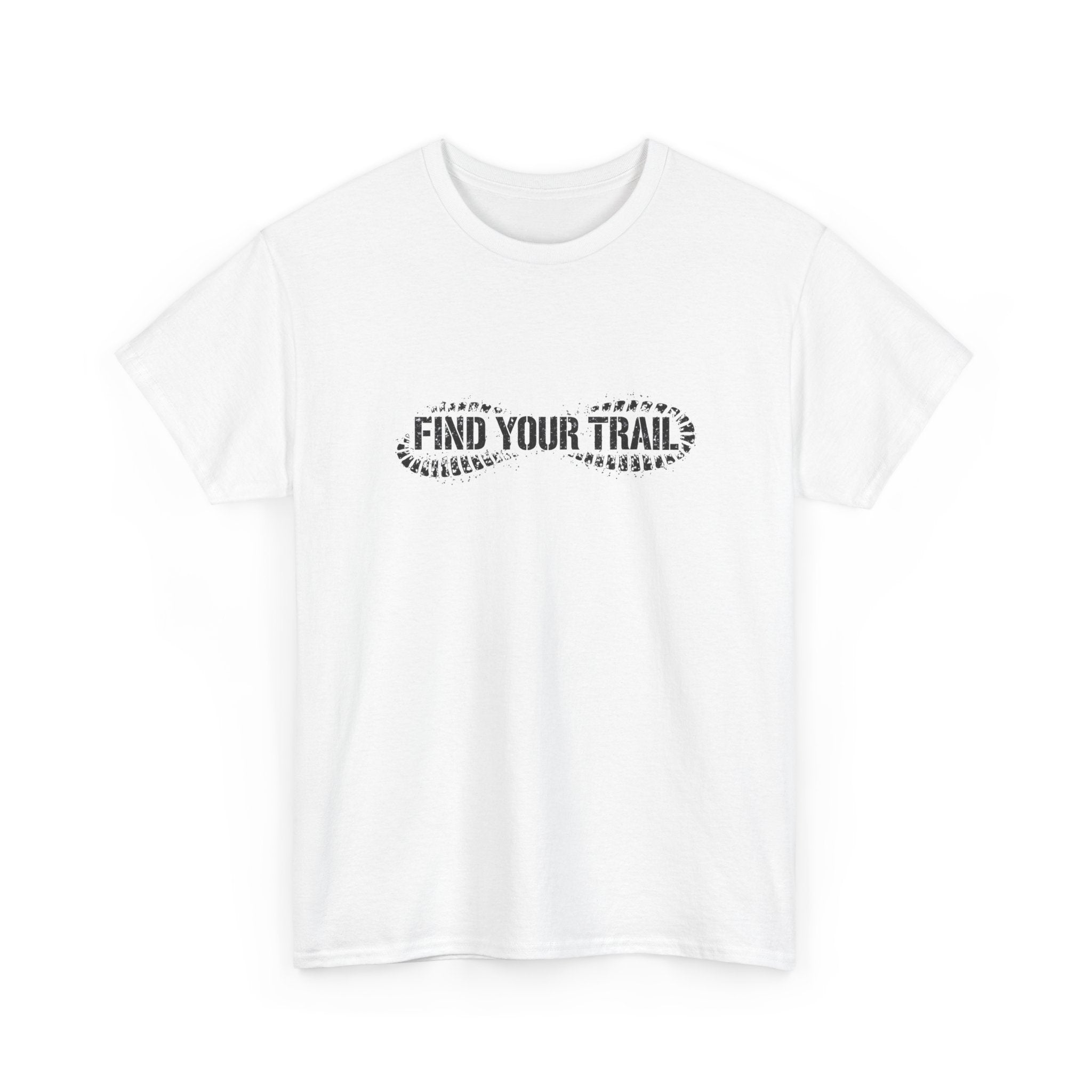 Find Your Trail T-Shirt — Hiking Adventure Tee with Bootprint Design