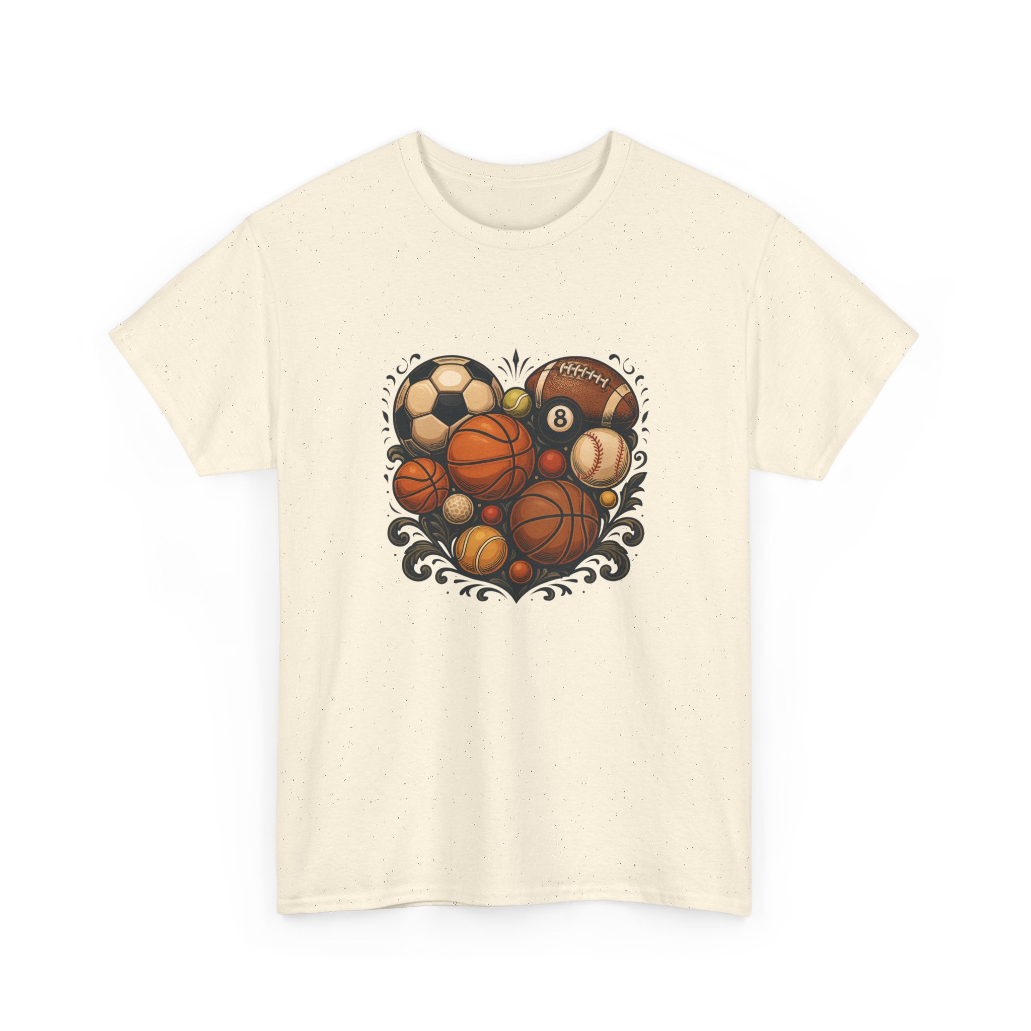 Sports Heart Graphic Tee — Basketball, Soccer & Baseball Love Shirt