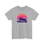 Woman Ride Horse Sunset T-Shirt — Retro Silhouette Beach Vibe Tee