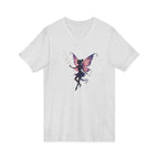 Fairy Silhouette V-Neck Tee — Purple Butterfly Fairy Graphic Shirt