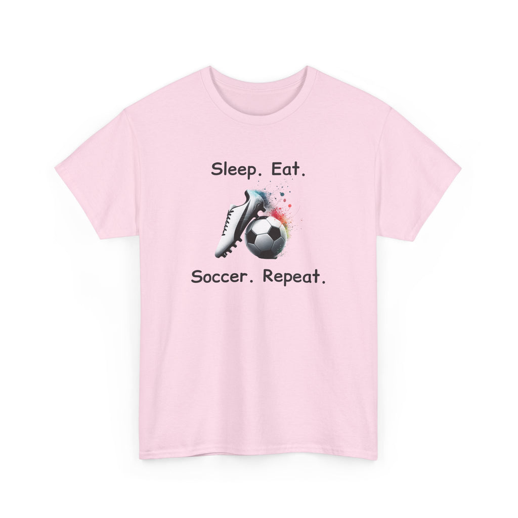 Soccer T-Shirt — "Sleep. Eat. Soccer. Repeat." Youth & Adult Crew Tee