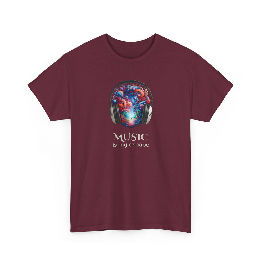 Music Is My Escape T-Shirt — Colorful Headphone Art Tee