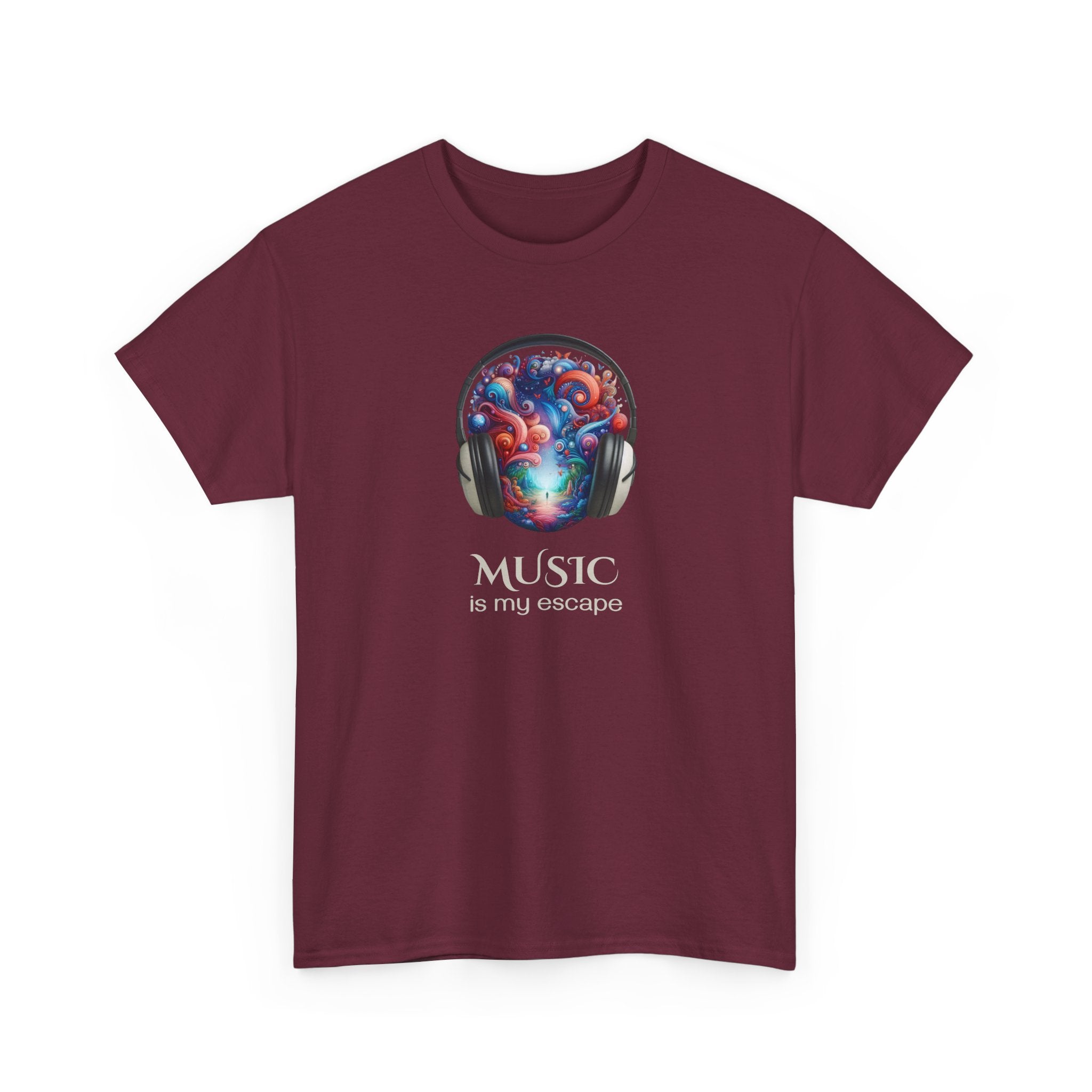 Music Is My Escape T-Shirt — Colorful Headphone Art Tee