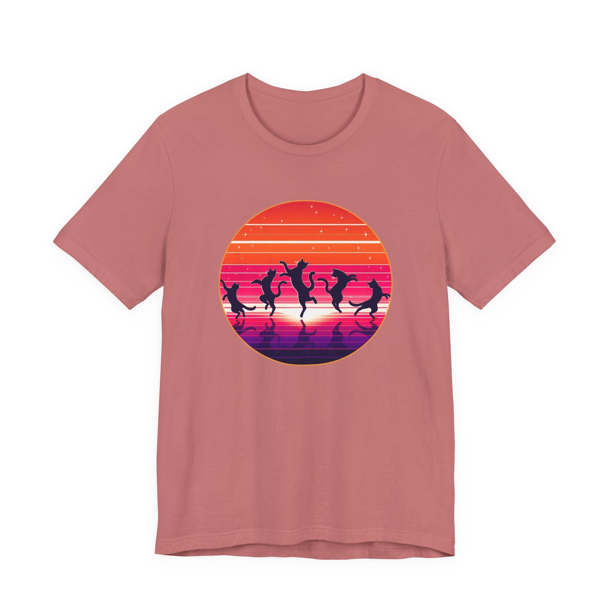 Retro Sunset Dancing Cats T-Shirt