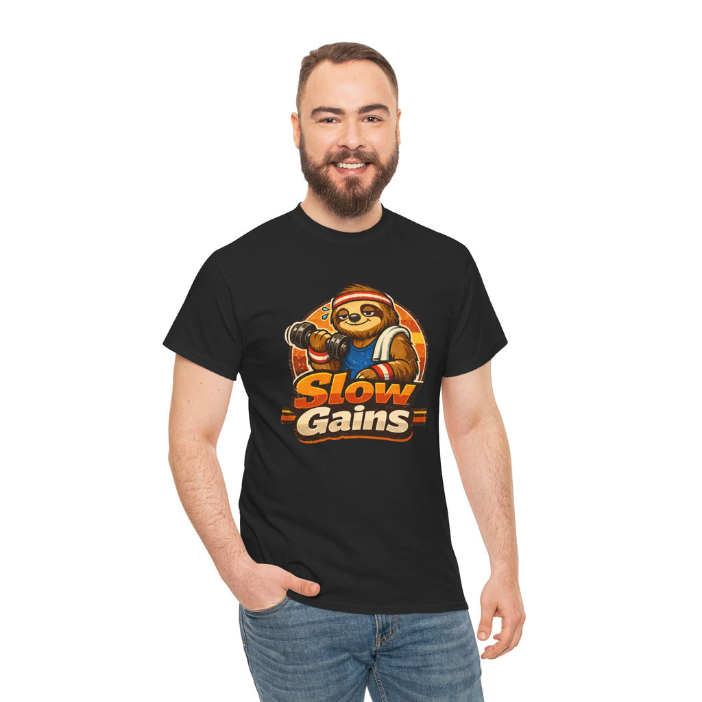 Slow Gains T-Shirt — Funny Sloth Gym Tee