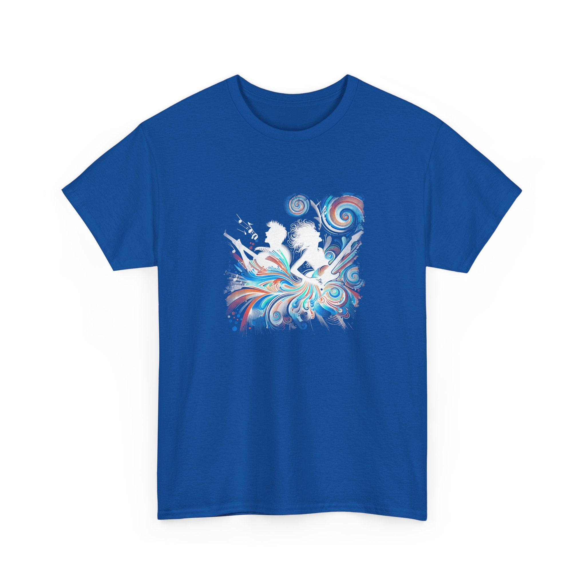 Silhouette Musicians Tee - Artistic Swirl Music Graphic Shirt