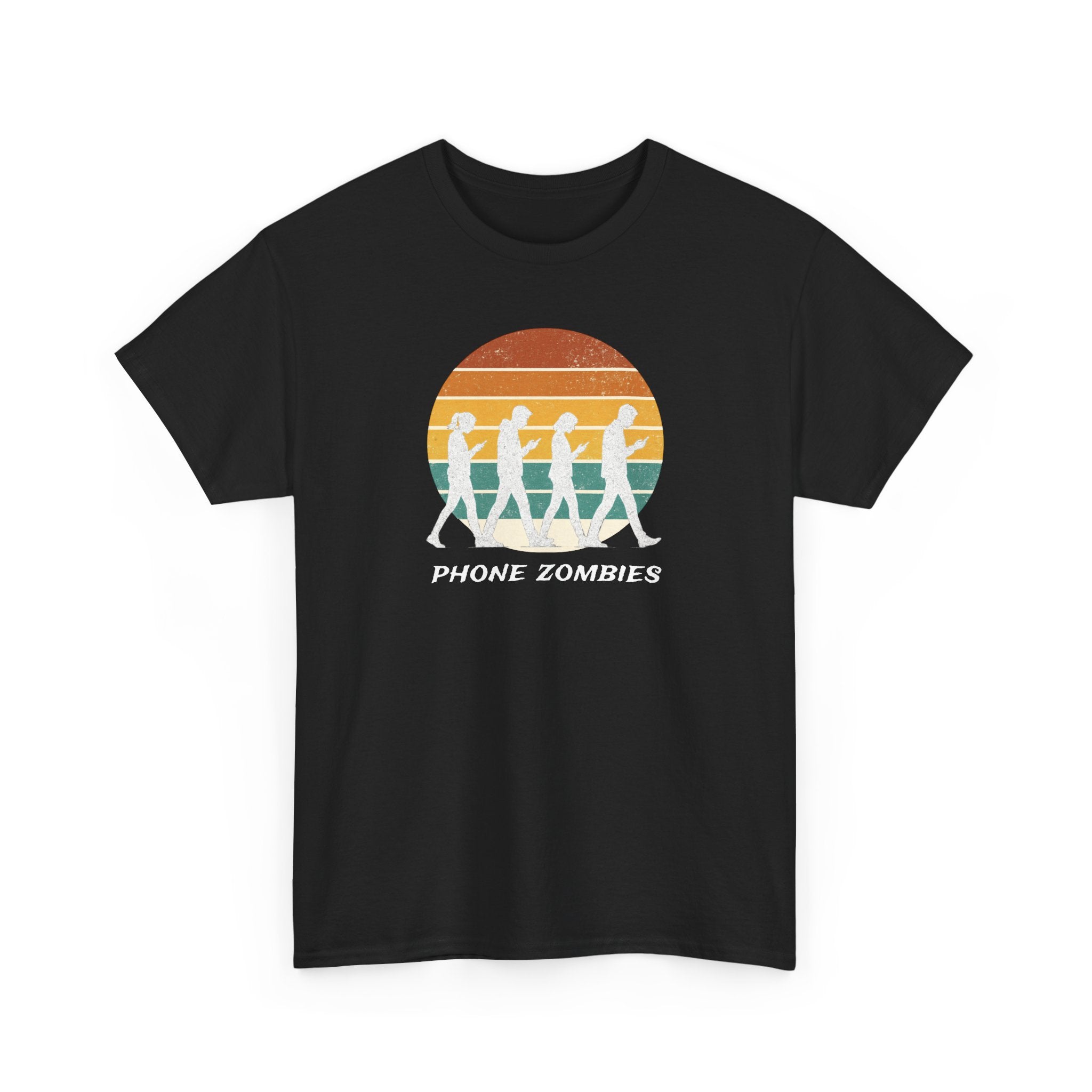 Retro Walking Silhouette T‑Shirt - Smartphone Zombies