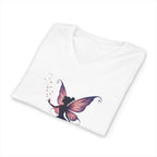 Fairy Silhouette V-Neck Tee — Purple Butterfly Fairy Graphic Shirt