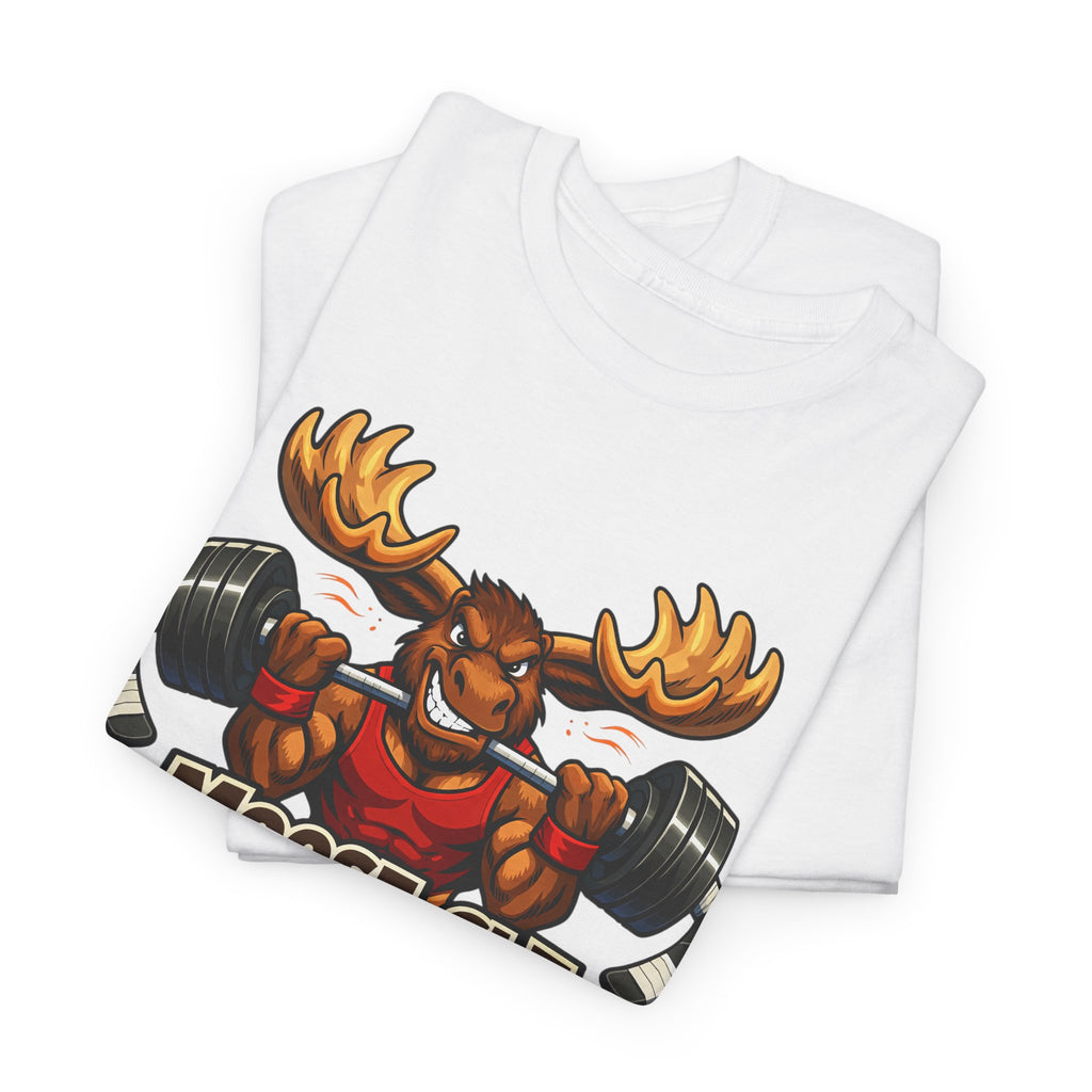 Moose-Cle Gains Tee — Funny Moose Weightlifting Gym Shirt