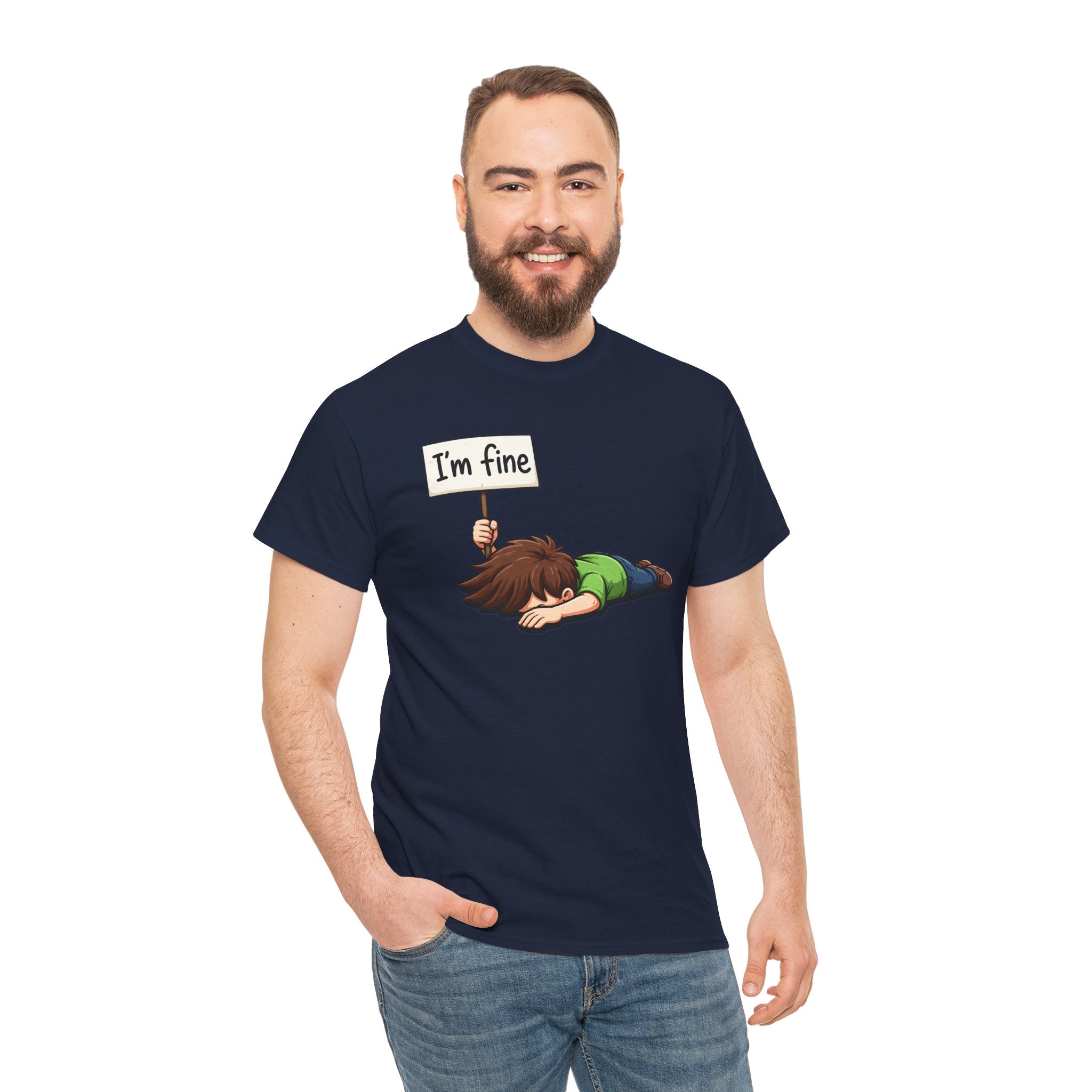 Cute Cartoon 'I'm Fine' Funny Dry Humor Graphic Tee