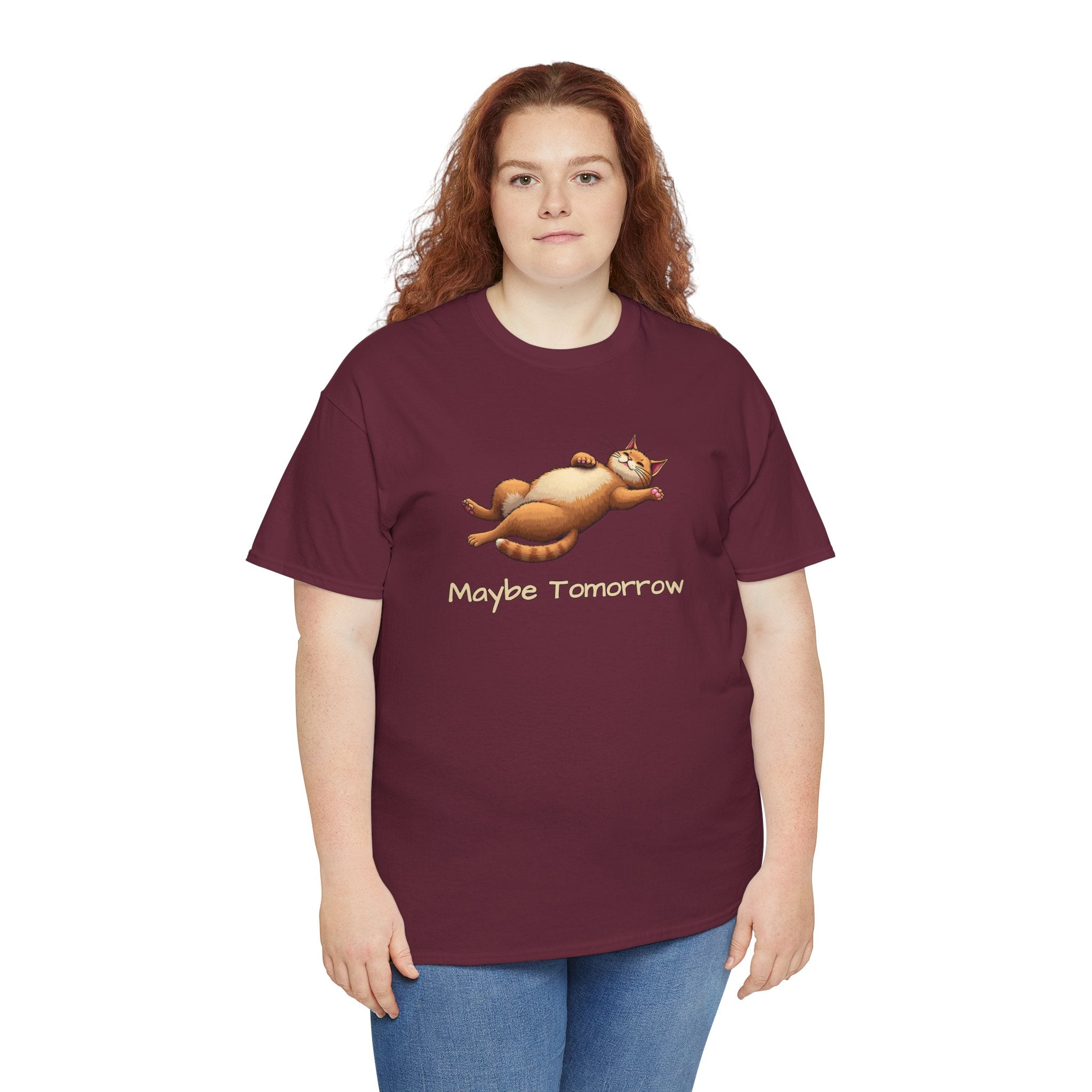 Maybe Tomorrow Cat T-Shirt — Lazy Cat Funny Graphic Tee