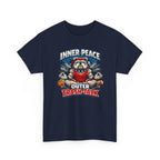 Funny Sports T-Shirt — "Inner Peace, Outer Trash-Talk" Bulldog Meditation Tee