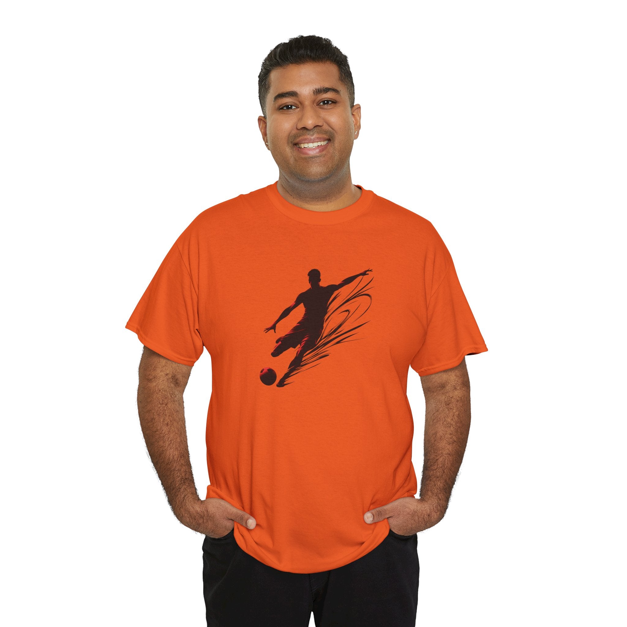 Soccer Player Silhouette Tee — Dynamic Kick Football T-Shirt