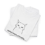 Funny Cat Face T-Shirt — 'Resting Hangry Personality' Minimalist Graphic Tee