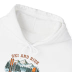Ski and Ride Hoodie — Vintage Mountain Winter Adventure Pullover