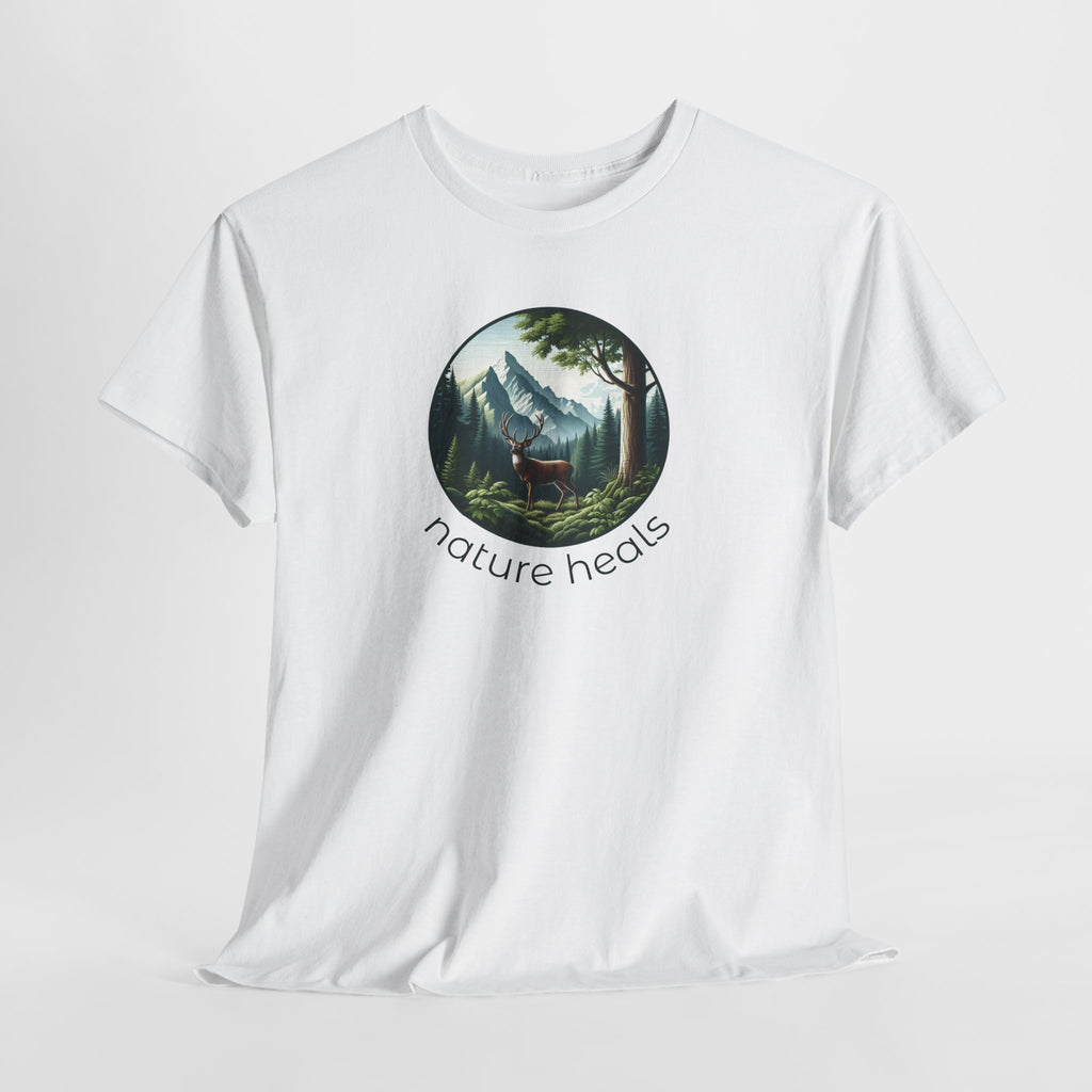 Nature Heals T-Shirt — Scenic Mountain Forest Graphic Tee
