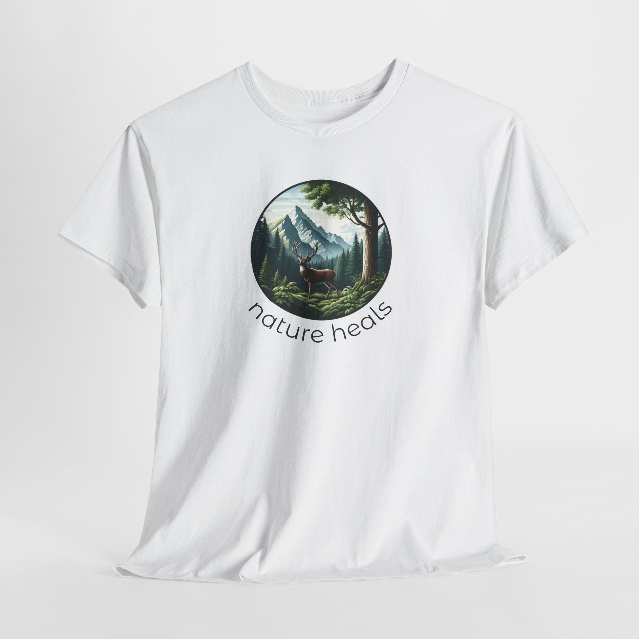 Nature Heals T-Shirt — Scenic Mountain Forest Graphic Tee