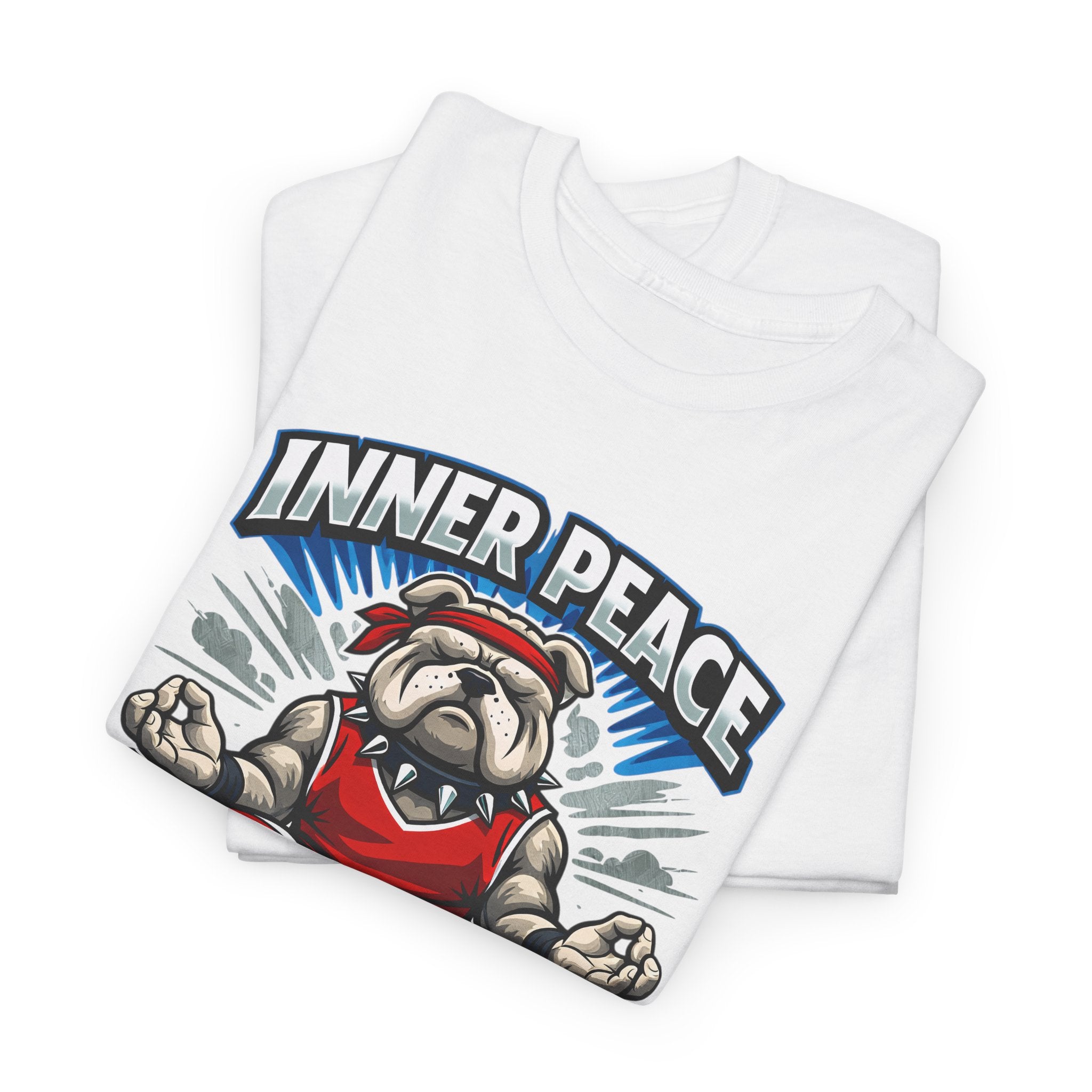 Funny Sports T-Shirt — "Inner Peace, Outer Trash-Talk" Bulldog Meditation Tee