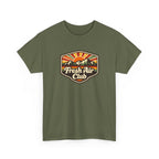 Green t-shirt with 'Fresh Air Club' logo on a white background