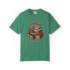Reading Is My Happy Place T-Shirt — Cute Cat on Books Graphic Tee