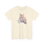 Owl Sketch Tee – Delicate Floral Line Art Graphic T-Shirt