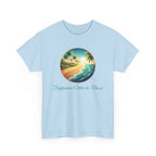 Beach Sunset T-Shirt — "Happiness Comes in Waves" Surf Graphic Tee