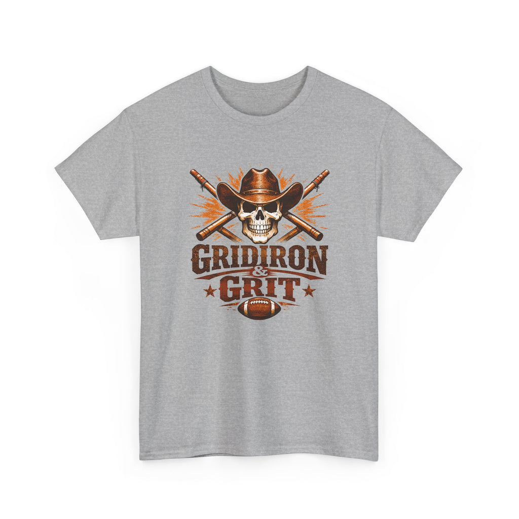 Gridiron Grit Tee — Cowboy Skull Football T‑Shirt