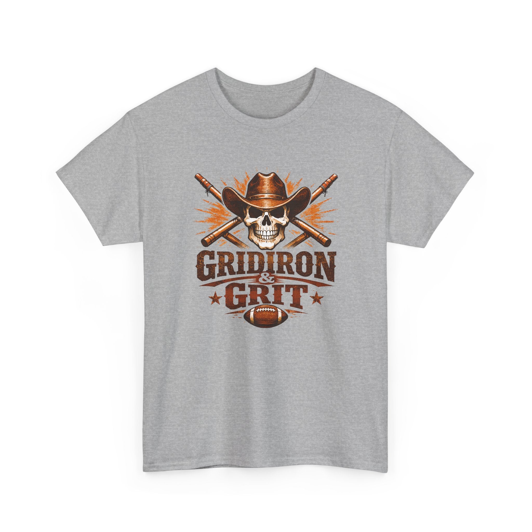 Gridiron Grit Tee — Cowboy Skull Football T‑Shirt