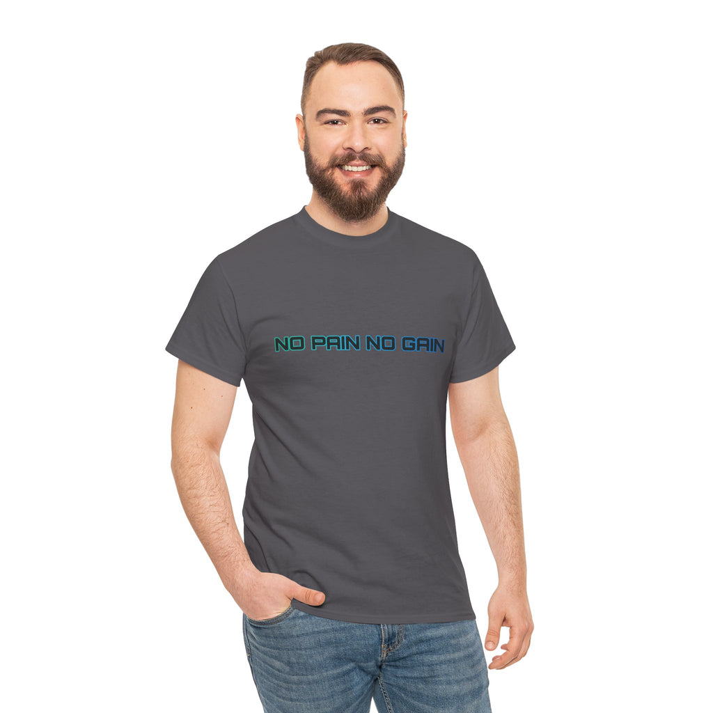 No Pain No Gain T-Shirt Minimal Green Blue Gym Motivational Workout Tee