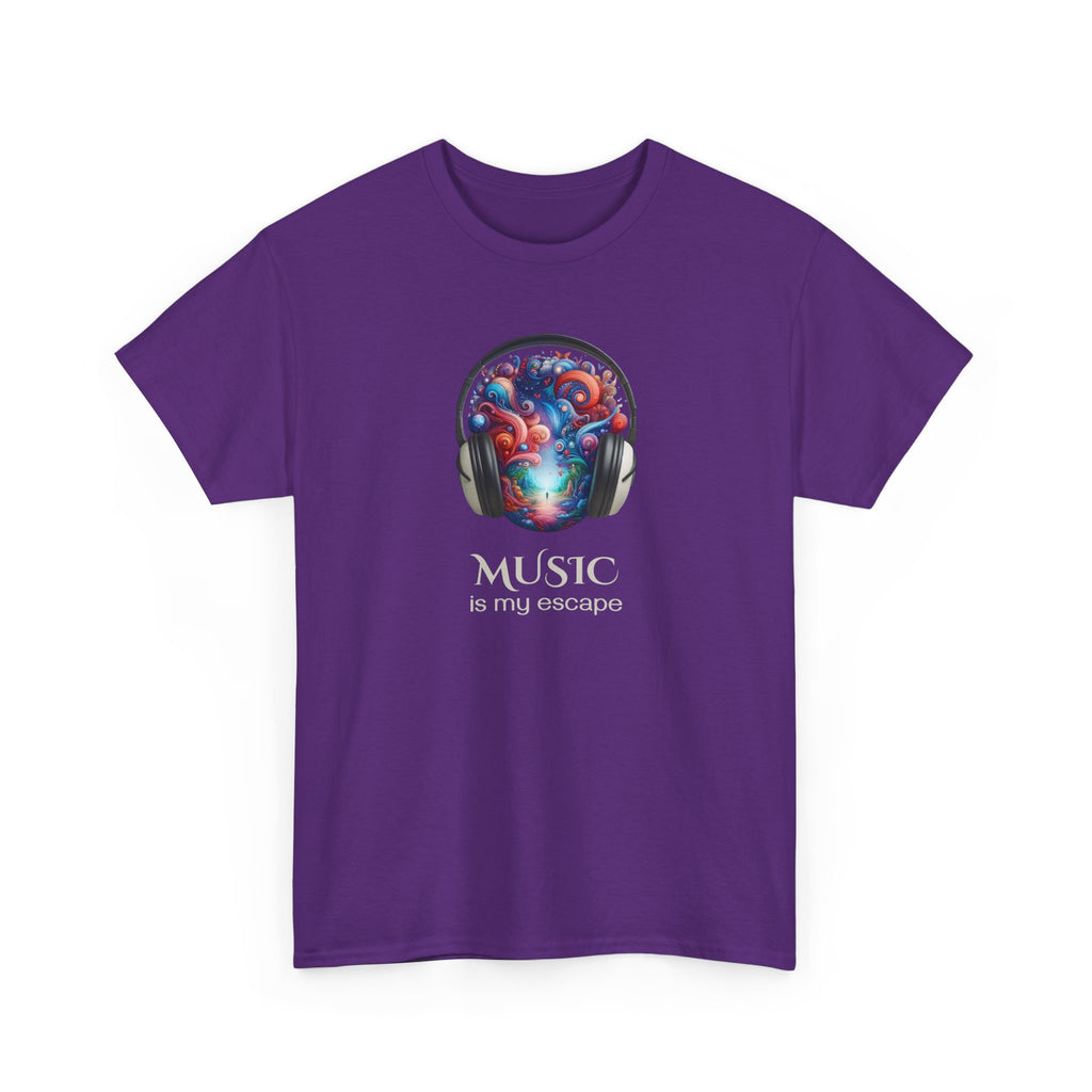 Music Is My Escape T-Shirt — Colorful Headphone Art Tee