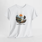 Hiking Graphic Tee — "Mental Health Greater Than Miles" Mountain Sunset Shirt